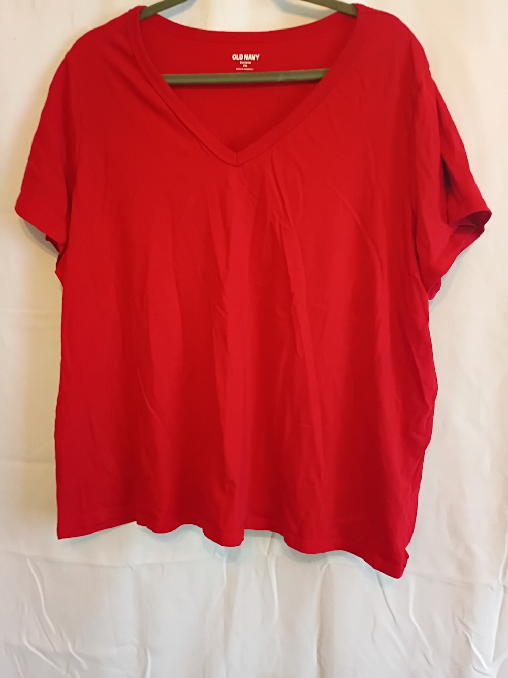 Old Navy Bright Red V-Neck Short Sleeve Tee Size Xxl.
